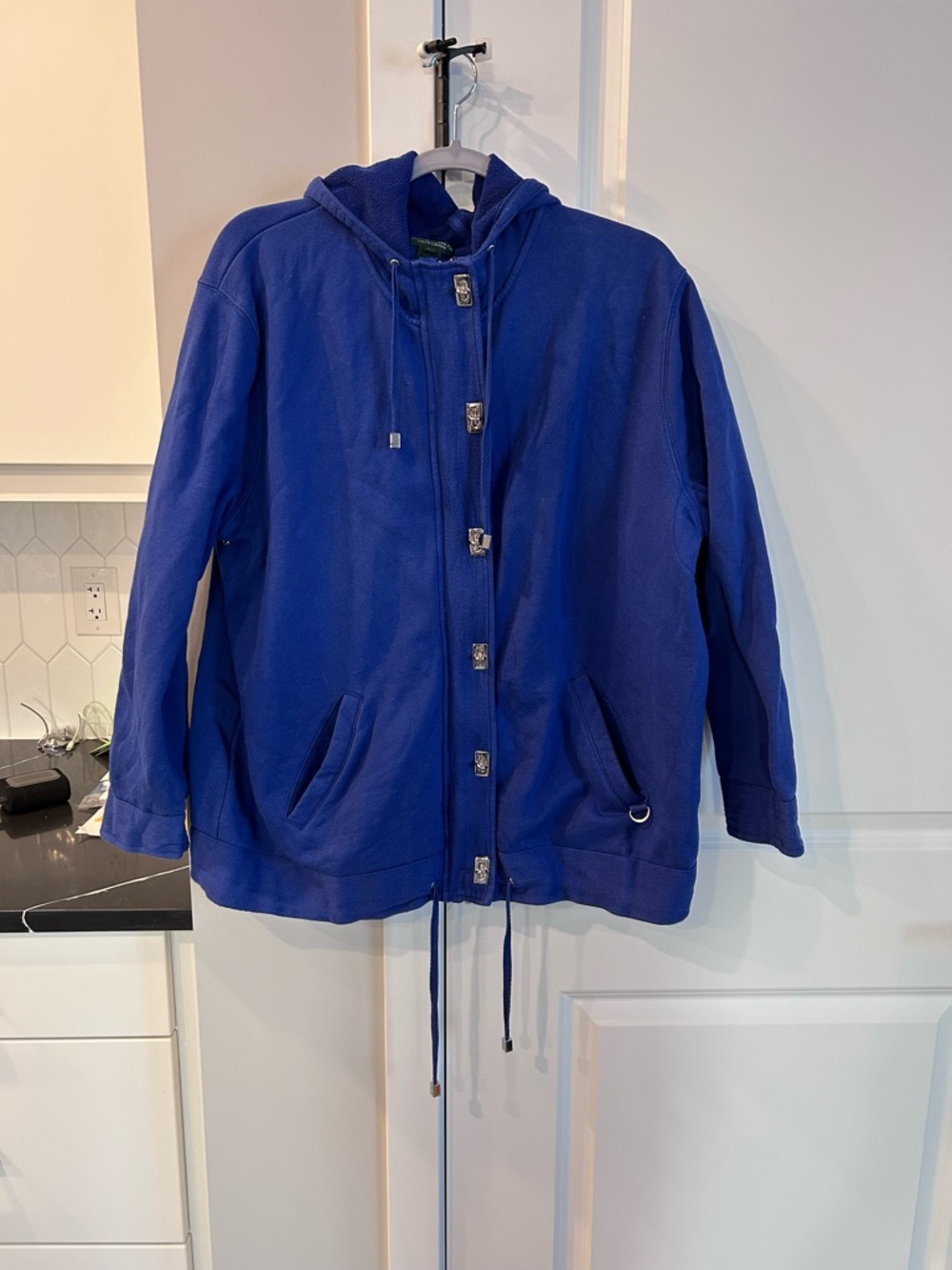 Ralph Lauren Jeans Co Royal Blue Turnlock Zip Hoodie Jacket Cotton Everyday Cozy